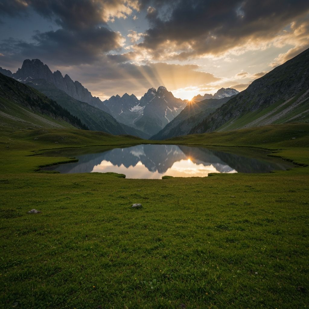 Majestic mountain landscape at golden hour