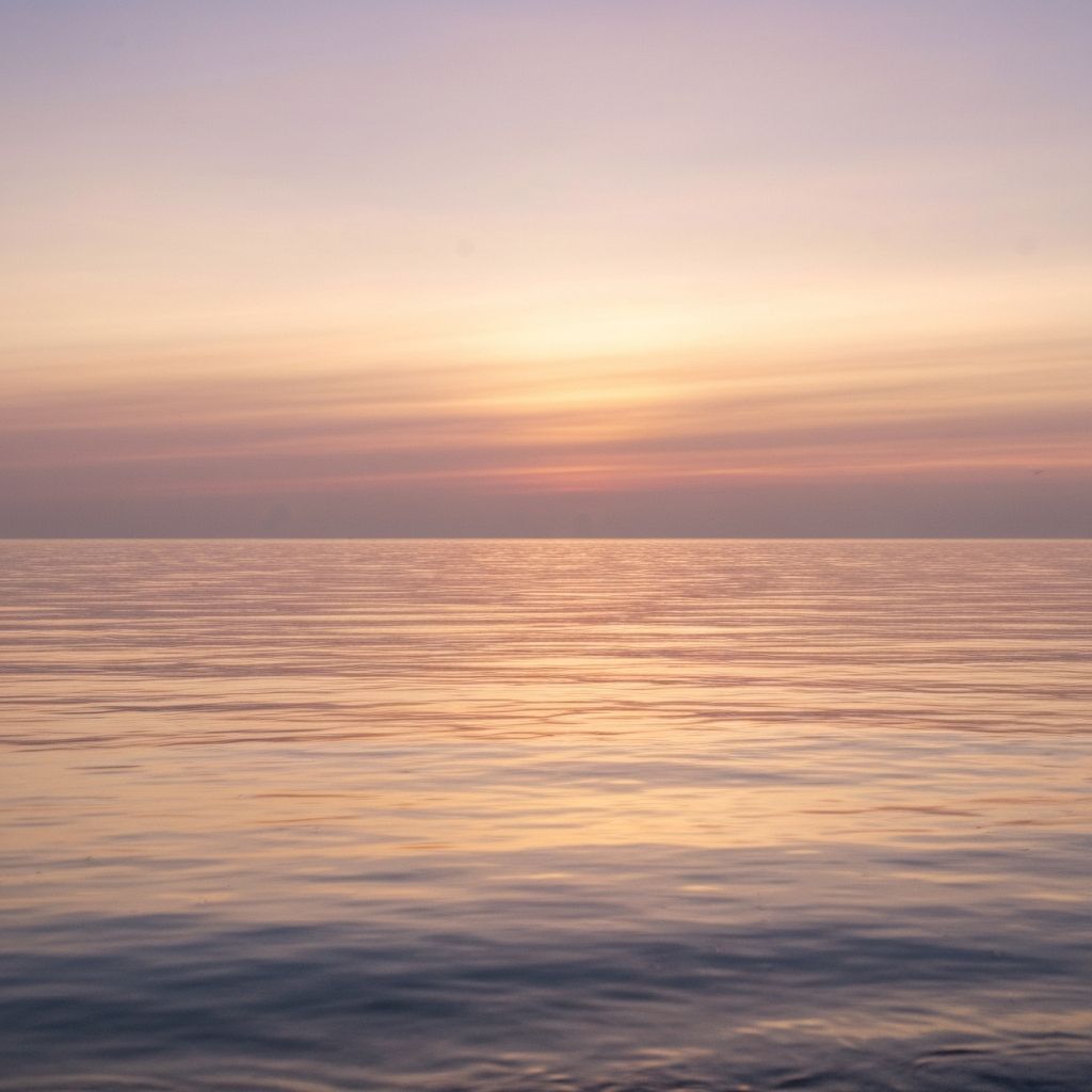 Serene ocean at dawn with calm waters